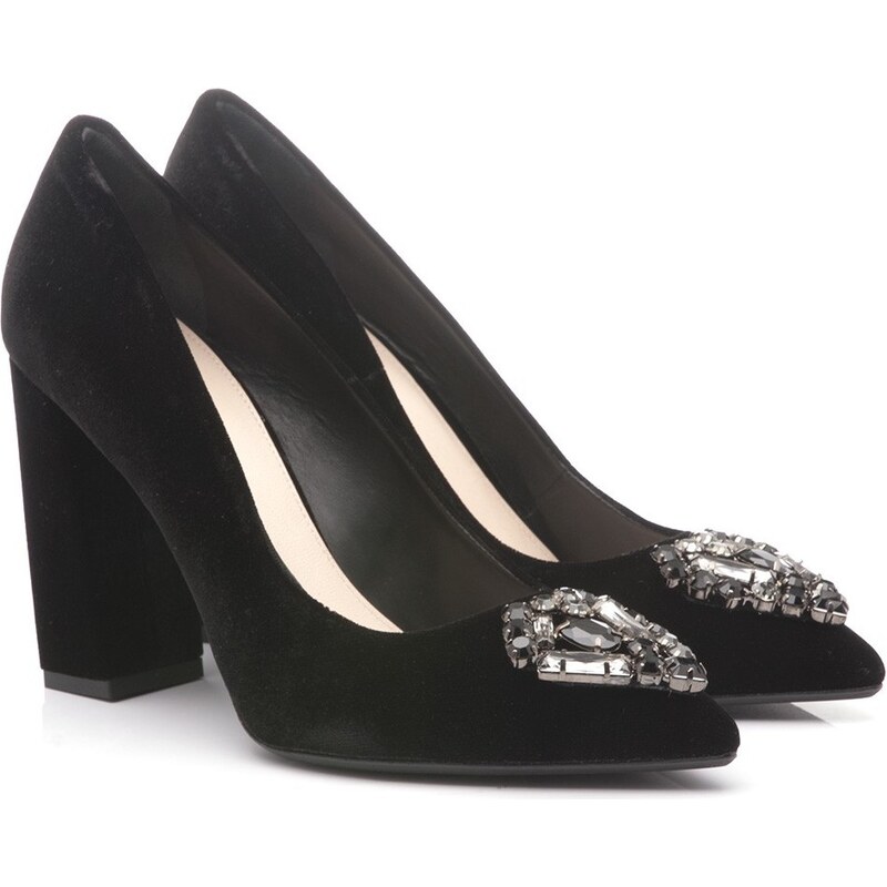 Chantal 1962 scarpe decolletè donna velluto nero drill galeotti calzature  senza chiusura neri - Stileo.it