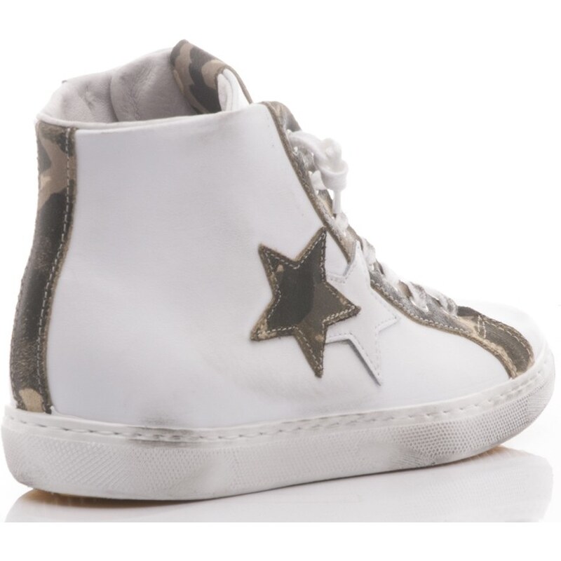 2-star sneakers alte bambini pelle bianco-mimetico 2sb-1060 galeotti  calzature sneakers alte bambini grigio - Stileo.it