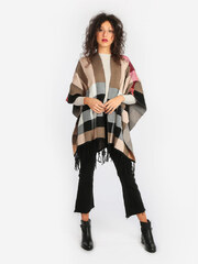 Luojida Poncho Versatile Donna Reversibile Mantella Vintage Irregolare Scialle Cardigan Maglione Cappotto Oversize per Primavera Autunno Inverno
